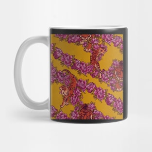 Sophisticated pattern with tiger on chartreuse Mug